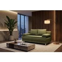 2-Sitzer-Sofa Mit Schlaffunktion Ken Olivgrün - Chromfarben/Schwarz, Design, Holzwerkstoff/Textil (200/92/90cm) - P & B