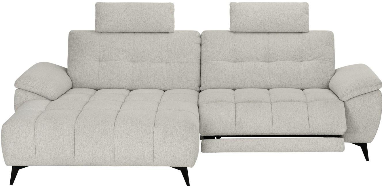 Sedacia súprava VENICE, ľavá, biela, elektrické nast. nôh - čierna/biela, Modern, kov/drevo (156/268cm) - Premium Living