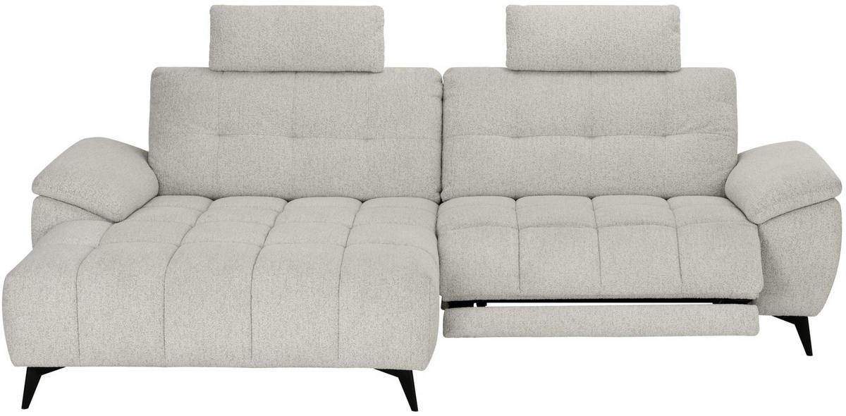 Sedací souprava VENICE, levá, bílá, elektrické nastavení noh - bílá/černá, Moderní, kov/dřevo (156/268cm) - Premium Living