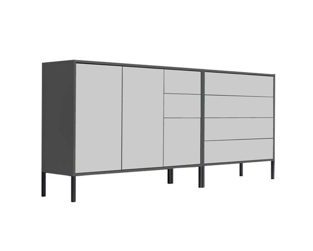 Sideboard Mailand Anthrazit/weiß B: 184,5cm - Anthrazit/Weiß, MODERN, Holzwerkstoff (184,5/86/33cm) - MID.YOU