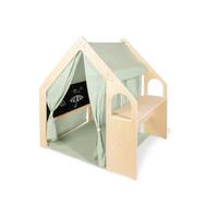 Spielhaus Thilda, inkl. Stoffdach - Salbeigrün/Birkefarben, Basics, Holz/Textil (119/122/94cm) - Pinolino