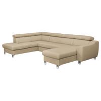Wohnlandschaft Aspen Beige U-Form: 208 Cm - Chromfarben/Beige, Design, Leder/Textil (208/315/175cm) - Livetastic