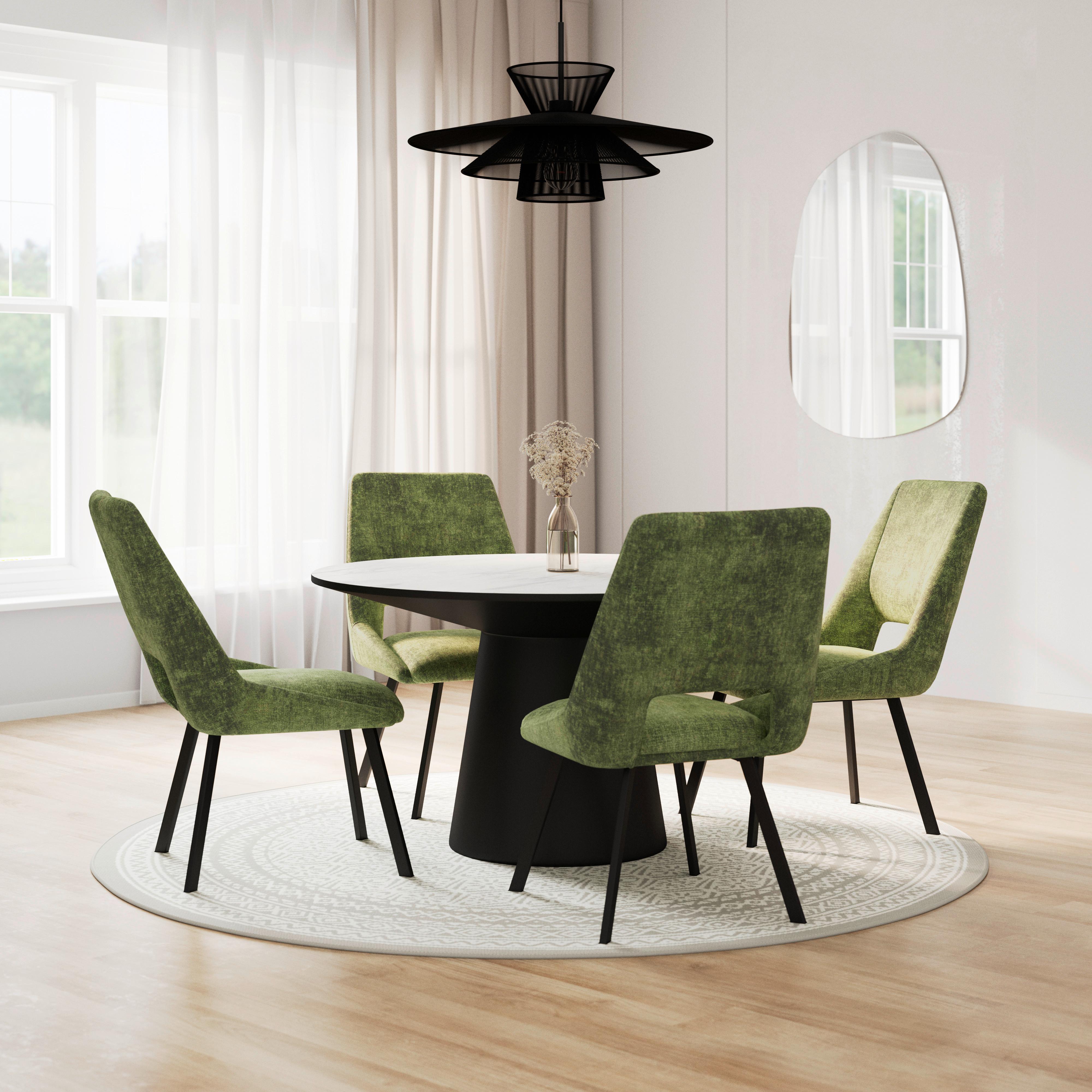 STOLOVÁ SÚPRAVA AMARILLO - čierna/biela, Modern, kov/kompozitné drevo (120/75cm) - Bessagi Home