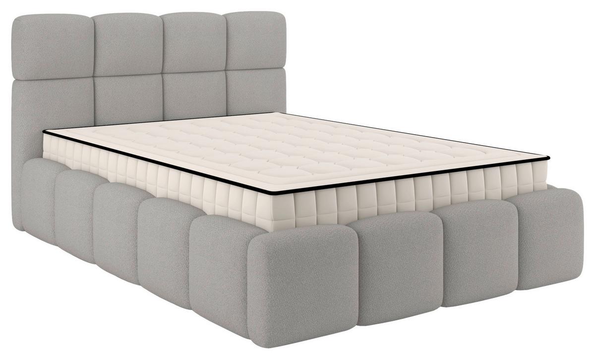 Polsterbett Cloudy mit Matratze Champagner, Lf: 140x200 cm - Champagner/Grau, Trend, Holz/Holzwerkstoff (140/200cm) - Luca Bessoni