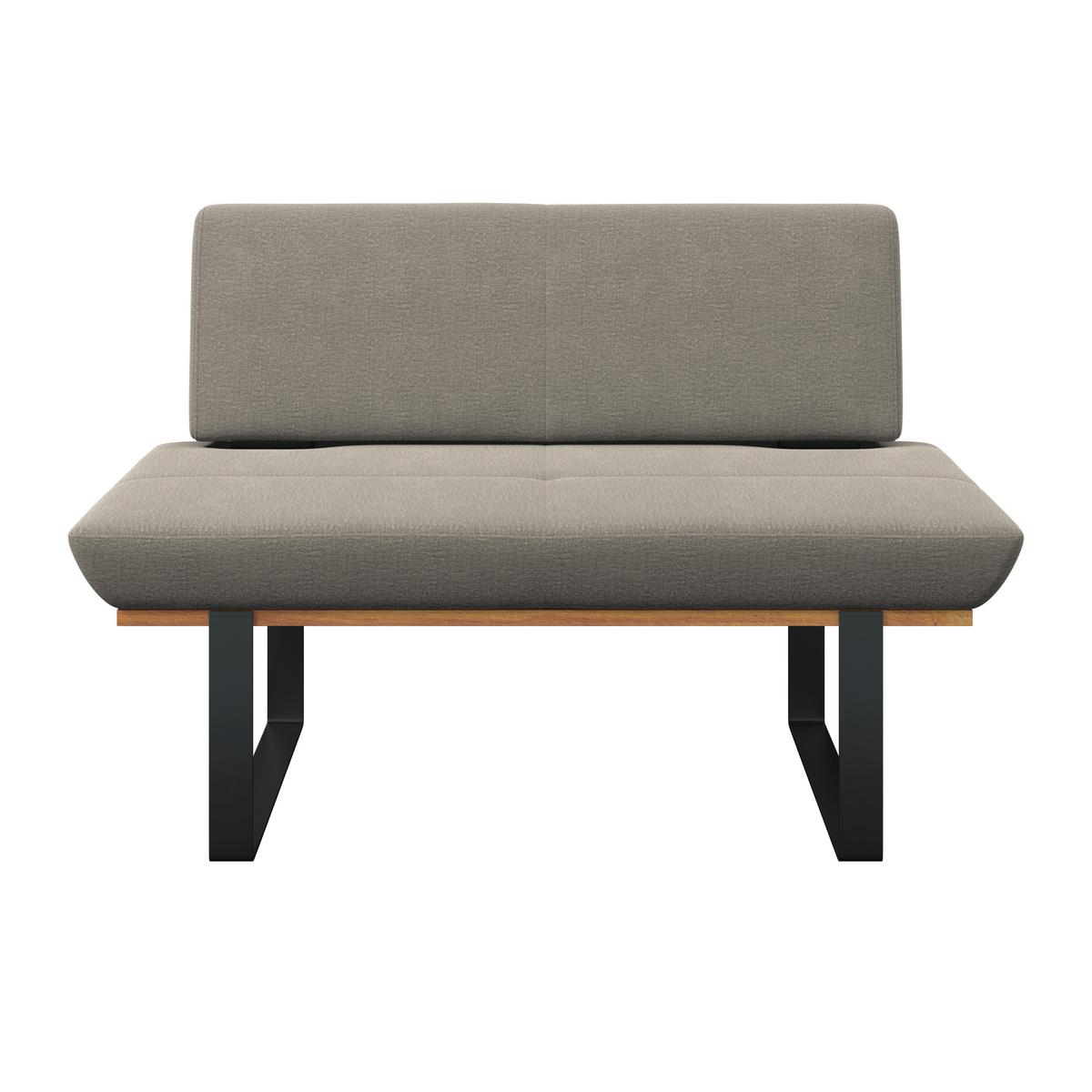 Sitzbank Tristan Webstoff beige, B: 130cm - Beige/Schwarz, MODERN, Holz/Textil (130/48/90cm) - James Wood
