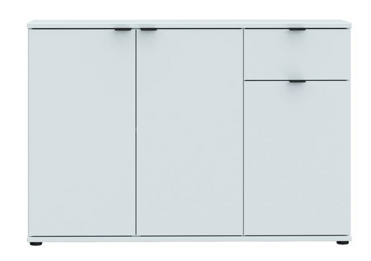 Komoda Ganymede, svetlosivá, š: 120cm - čierna/svetlosivá, Modern, kov/kompozitné drevo (119,8/82,3/34,1cm)