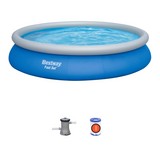 Aufstellpool Set Fast mit Pumpe Ø457 X H 84cm 57313 - Blau/Weiß, Basics, Kunststoff (457/84cm)