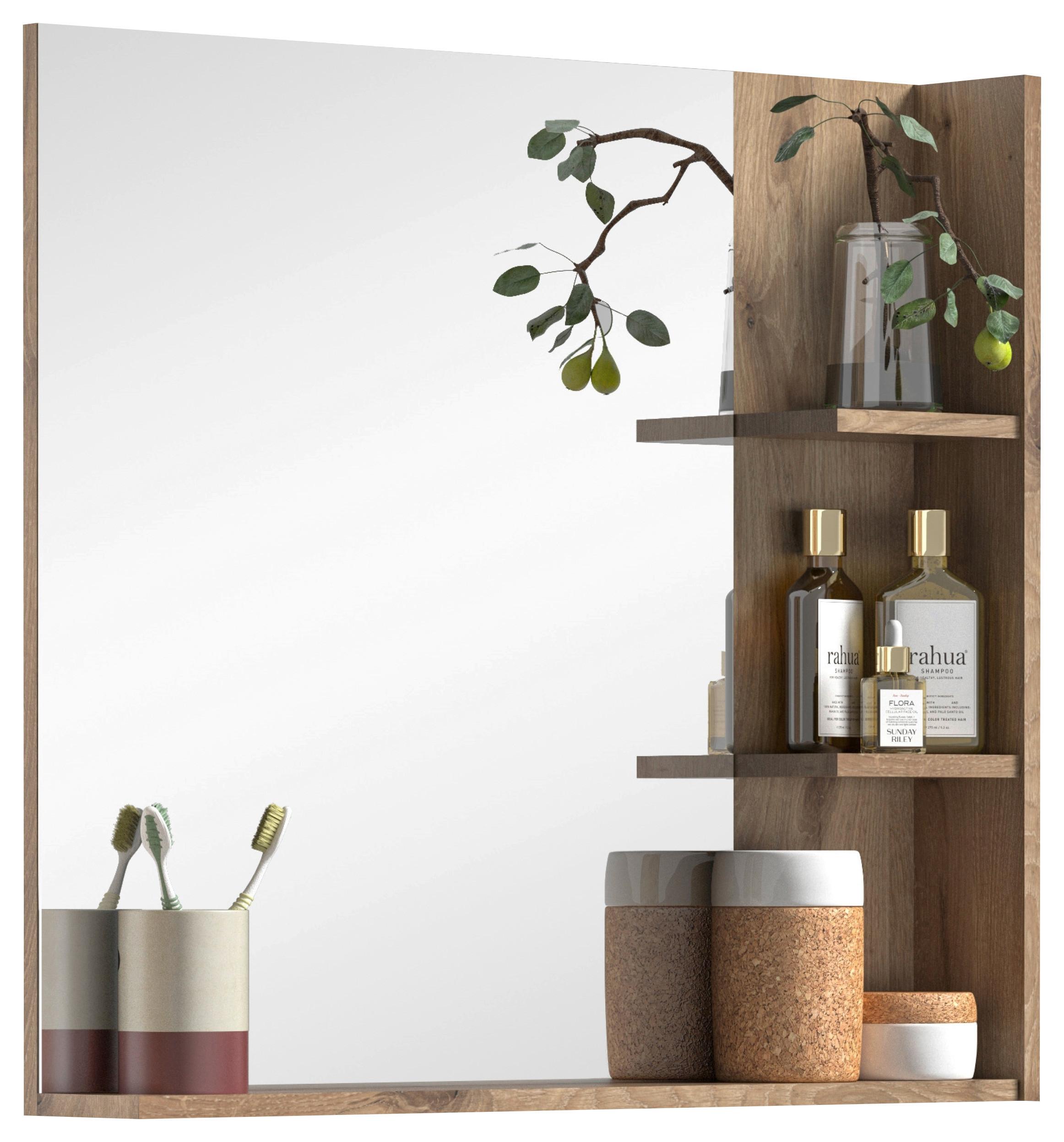 Wandspiegel Mason 79x73 cm Eichefarben - Eichefarben/Grau, MODERN, Glas/Holzwerkstoff (79/73/13cm) - MID.YOU