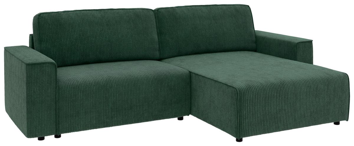 Ecksofa Chance Dunkelgrün S: 265x164 cm - Dunkelgrün/Schwarz, MODERN, Textil (265/164cm) - Trendmanufaktur