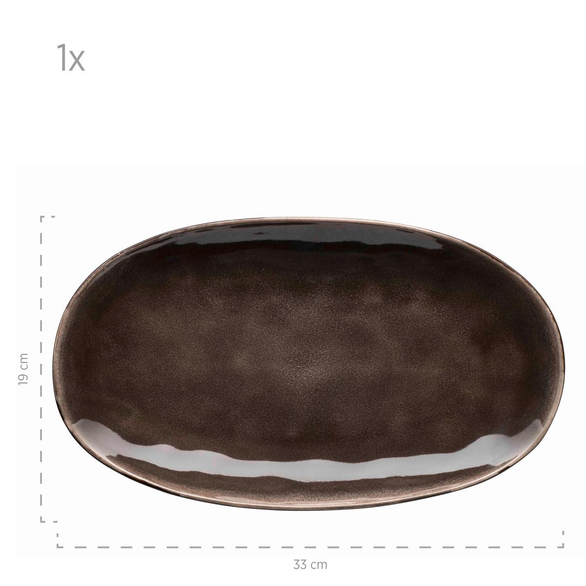 Servierplatte Niara Organic Braun Schwarz - Schwarz/Braun, Basics, Keramik (33/19cm) - Mäser