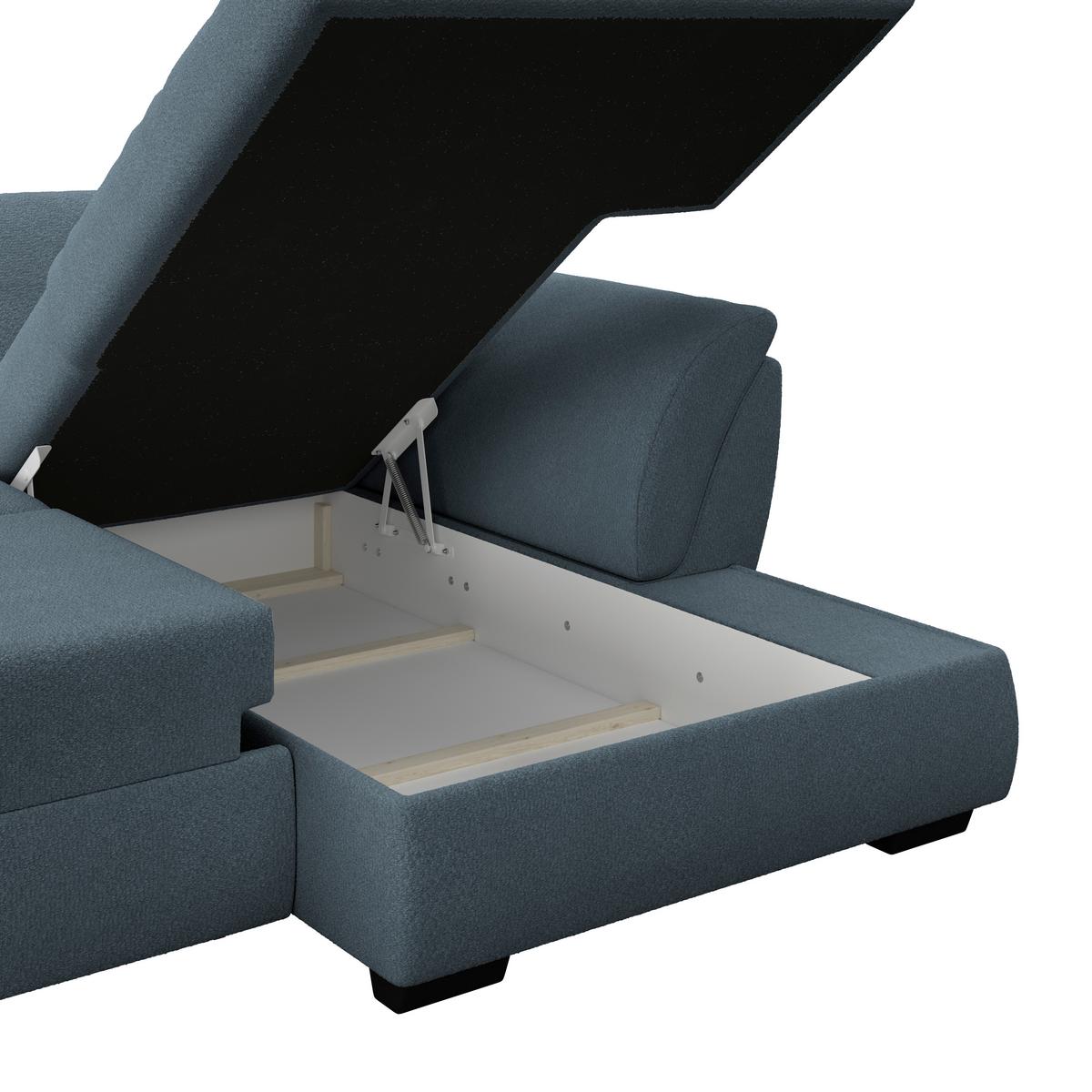 Rohová sedačka BERISSO, pravá, modrá - modrá/čierna, Konventionell, textil (278/187cm) - Ondega