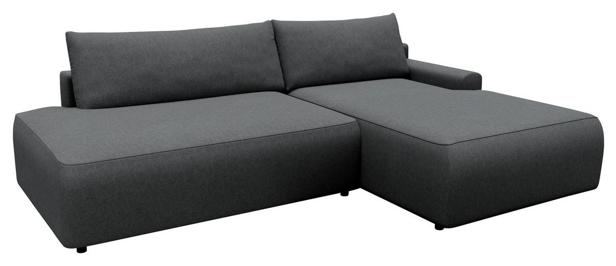 Eckschlafsofa Graphitfarben S: 253x167 cm - Schwarz/Graphitfarben, MODERN, Textil (253/167cm) - Trendmanufaktur