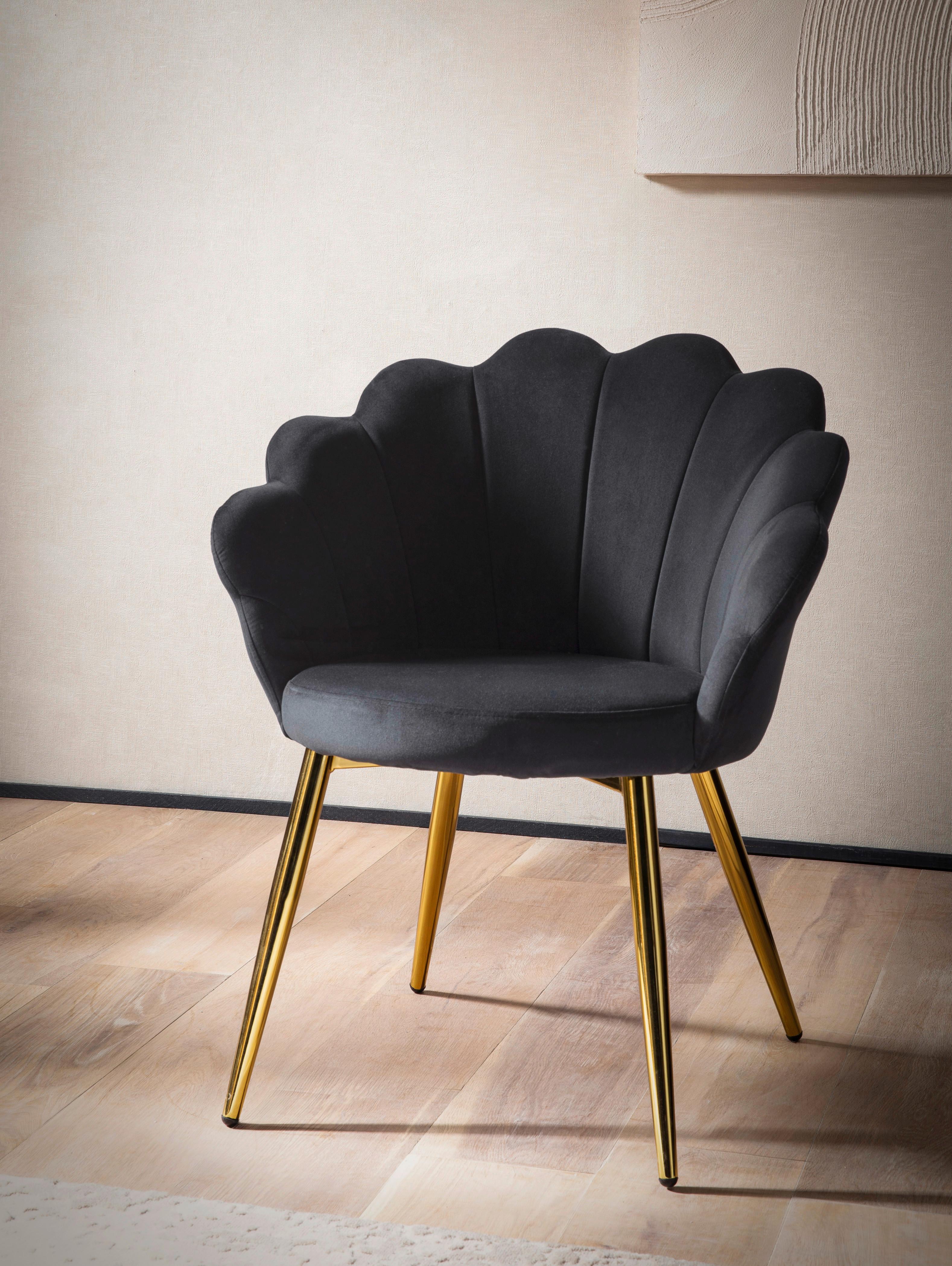 Stuhl Schwarz/Goldfarben - Goldfarben/Schwarz, Design, Textil/Metall (47,5/80/53cm) - MID.YOU