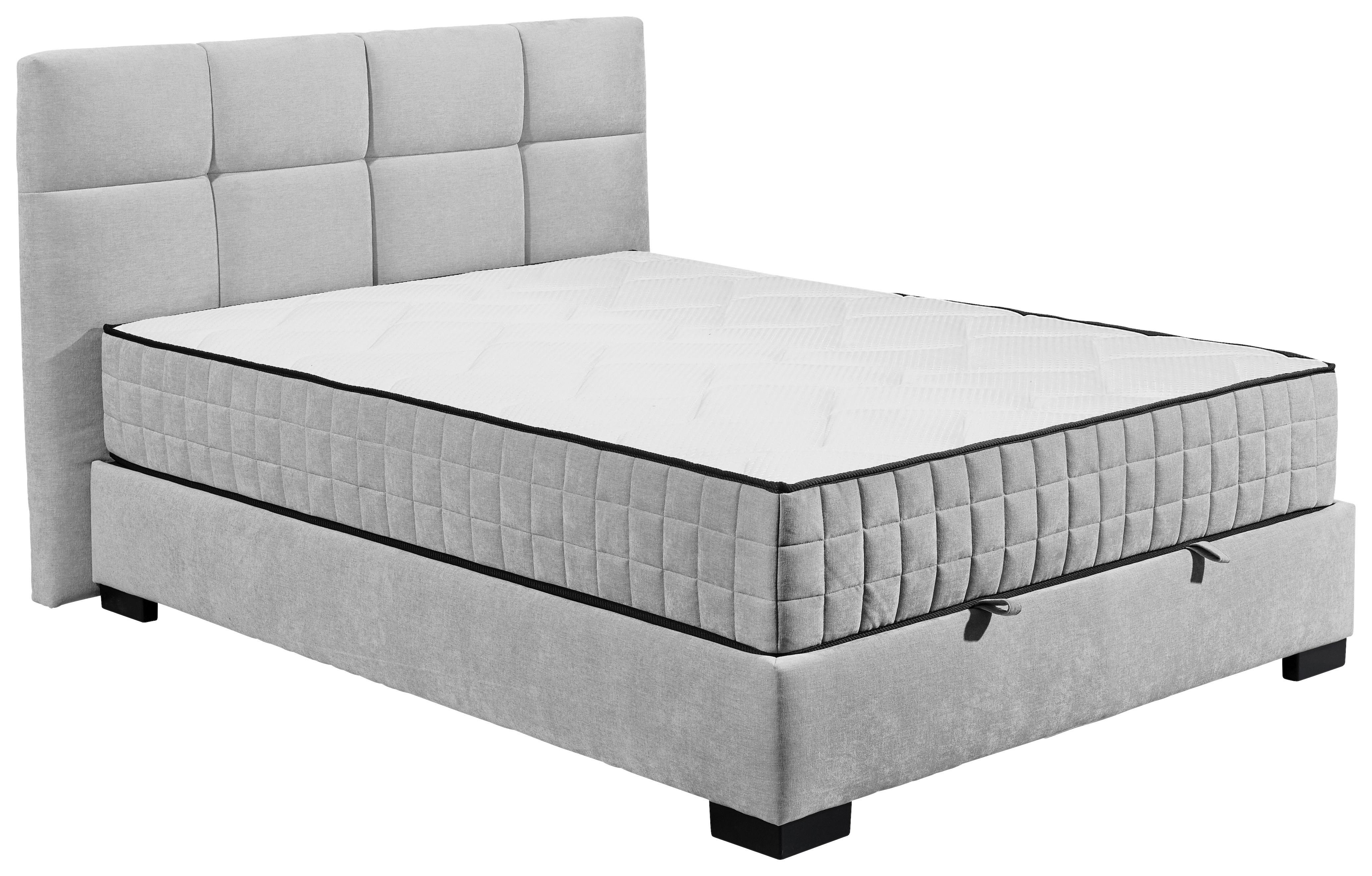 Boxbett Nagol A - Hellgrau/Schwarz, MODERN, Holzwerkstoff/Textil (140/200cm) - MID.YOU