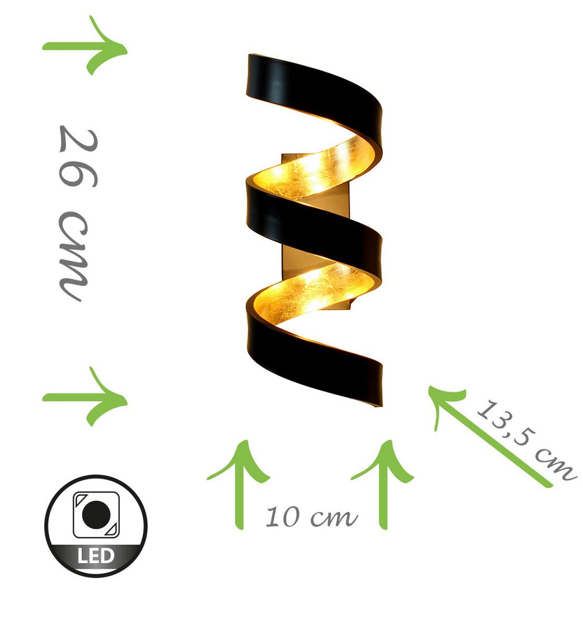 Led-wandleuchte Helix 3-Flammig  3 Helligkeitsstufen - Goldfarben/Schwarz, Basics, Metall (26/10/13,5cm)