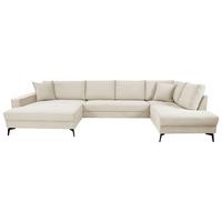 Wohnlandschaft Zero Creme U-Form 195x362x173 cm - Creme/Schwarz, Trend, Textil (173/362/195cm)