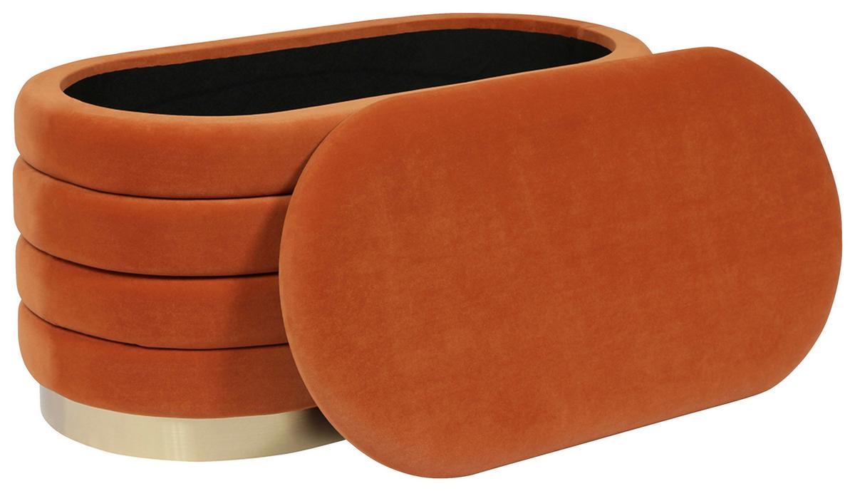 Lavica s úložným priestorom oranžová - oranžová/zlatá, Design, kov/kompozitné drevo (42/42/80cm) - MID.YOU