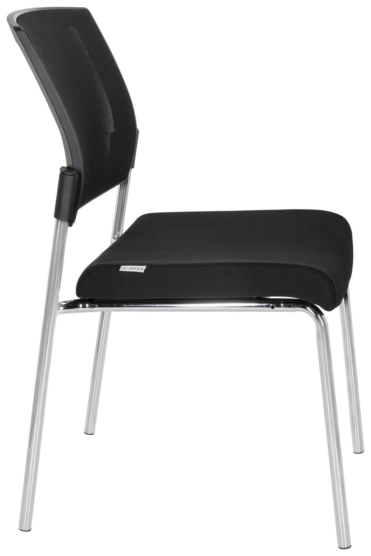 Besucherstuhl K9 V Gepolstert Schwarz Bis 180kg - Chromfarben/Schwarz, MODERN, Textil/Metall (48/90/58cm) - MID.YOU