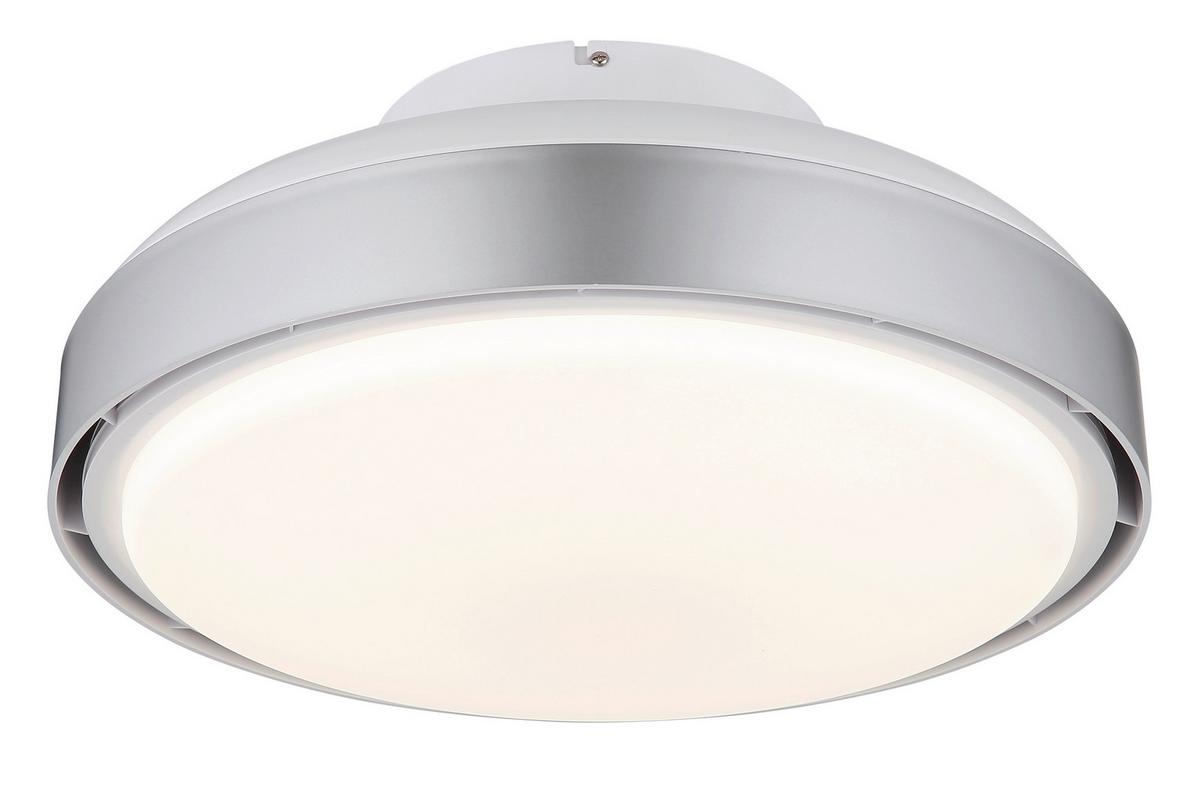Deckenventilator Carney Opal Silberfarben Weiß D: 45cm - Silberfarben/Opal, Basics, Kunststoff (45/20cm) - Globo