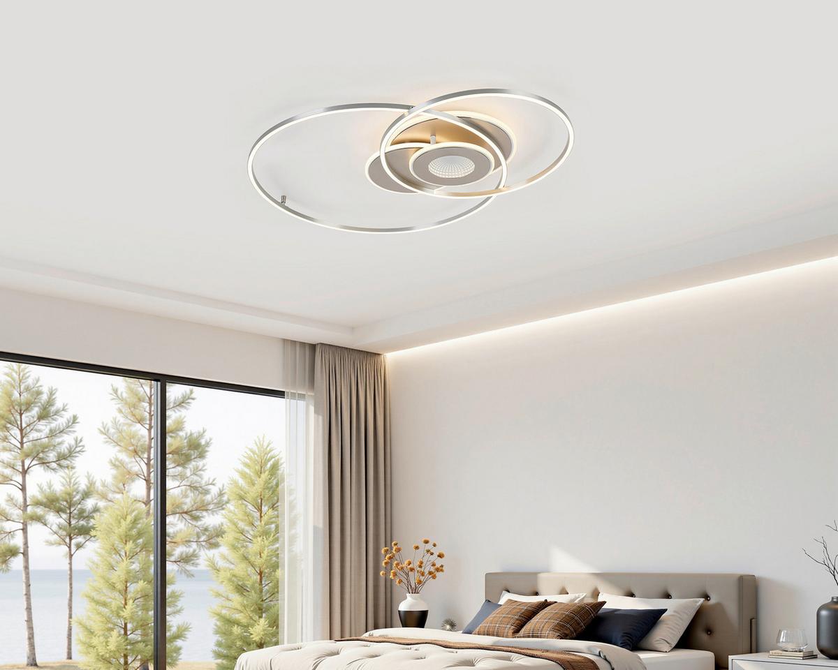 LED-Deckenleuchte Celine - Chromfarben/Champagner, Basics, Kunststoff/Metall (65/83/7cm) - Luca Bessoni