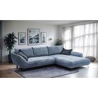 Ecksofa Biarritz Blau, Schenkel: 324x205 cm - Blau/Schwarz, Design, Textil (324/205cm) - Livetastic