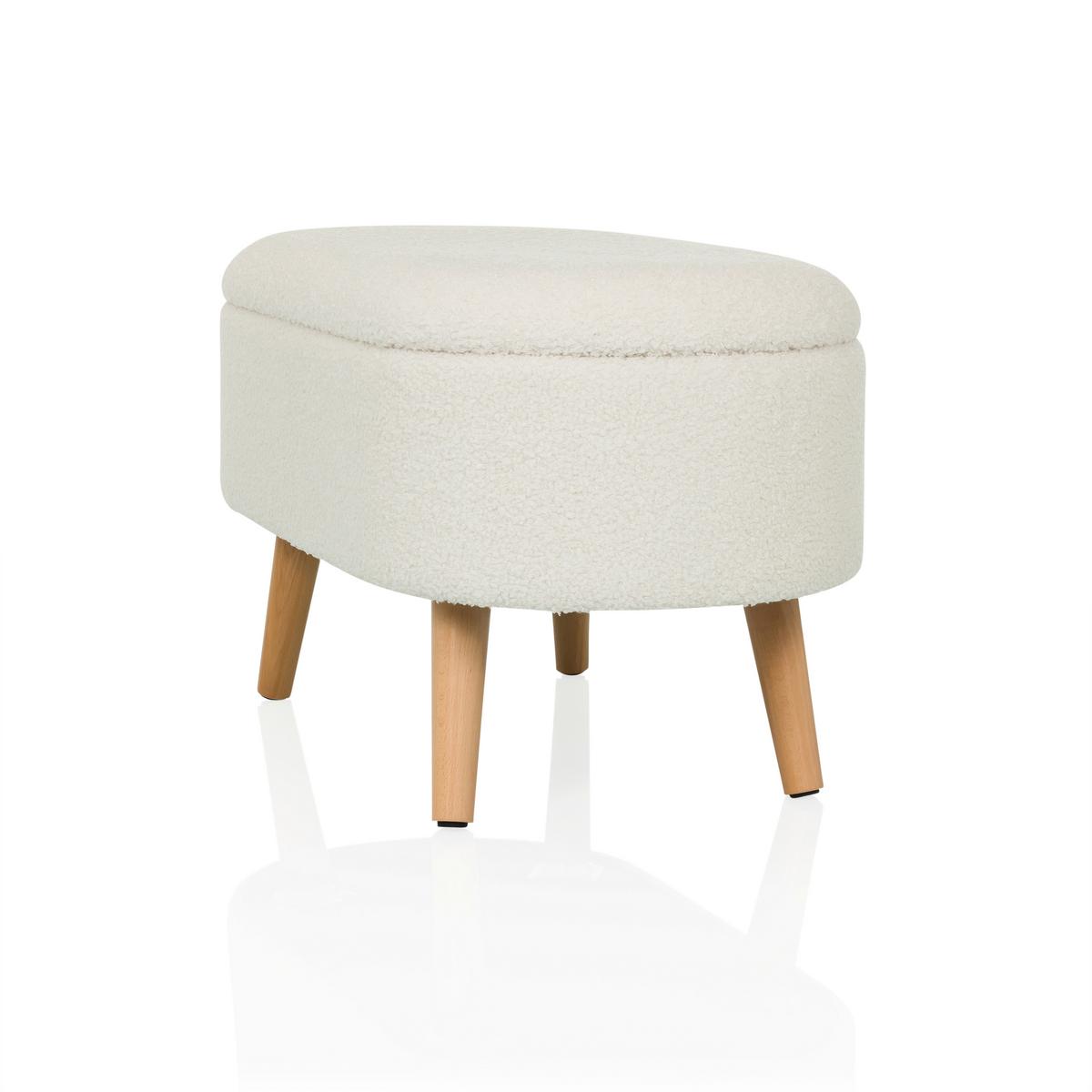 Hocker Storiano Weiß B: 82 Cm - Eichefarben/Weiß, MODERN, Textil (82/43/47cm) - MID.YOU