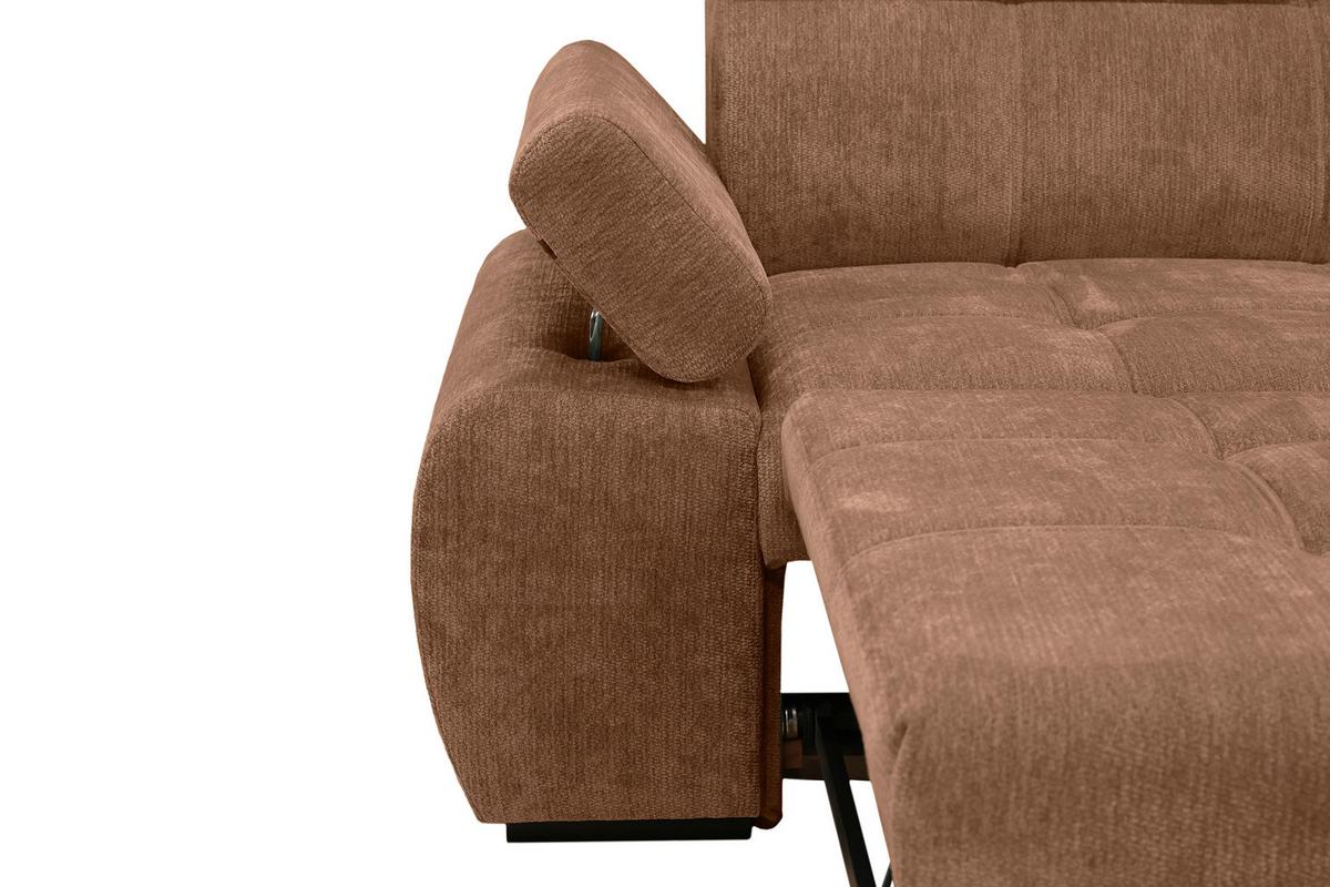 Rohová sedačka VEGAS, pravá, terracottová žinylka - černá/terracotta, Design, dřevo/textil (294/173cm)