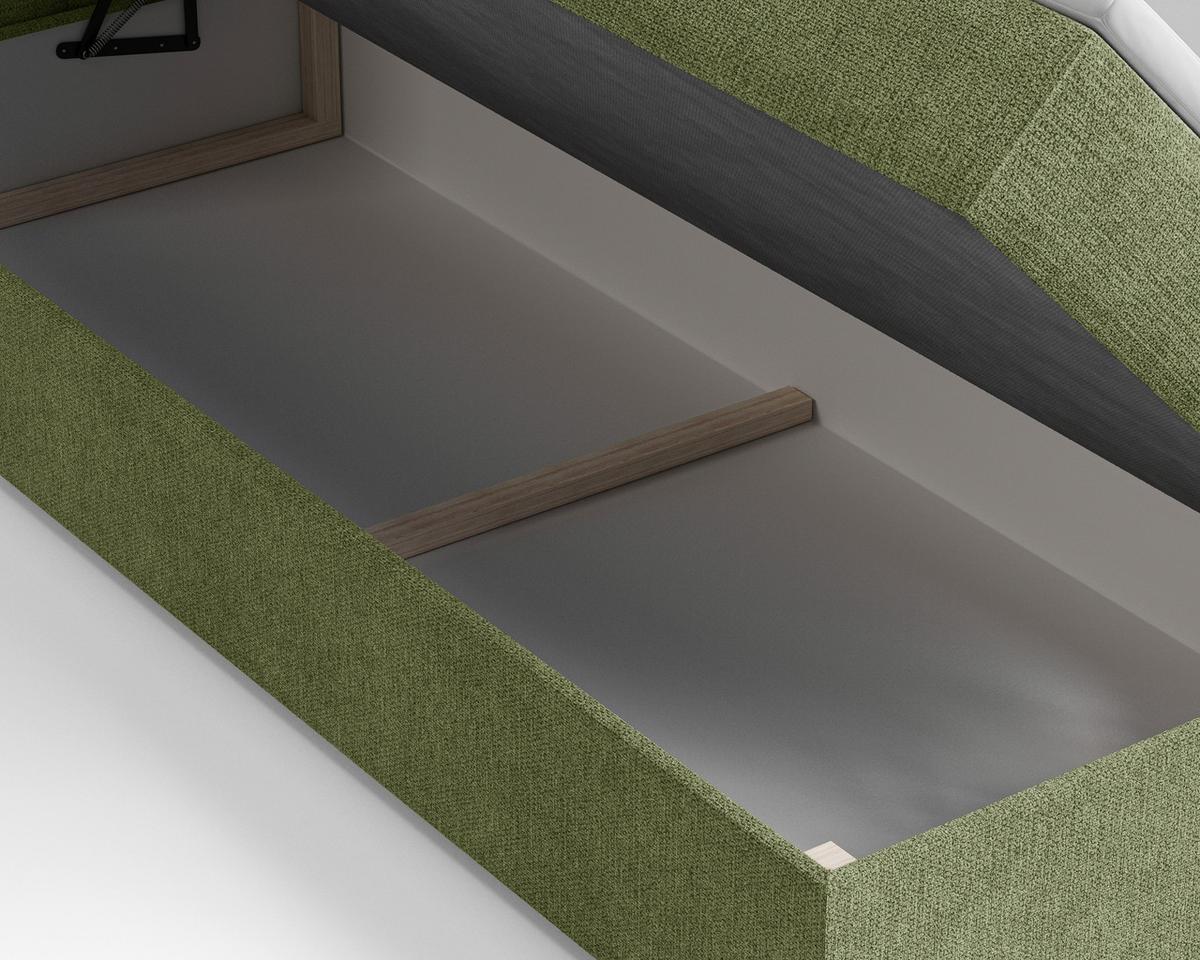 Boxbett Oslo mit Topper 90x200 - Dunkelgrün/Schwarz, MODERN, Holz/Kunststoff (90/200cm) - Livetastic