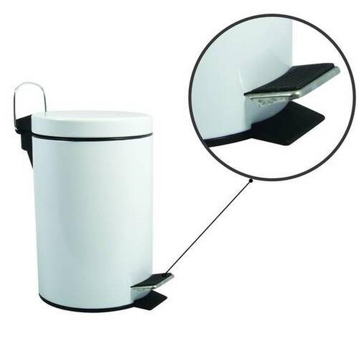 Treteimer Unis 5l Weiß Metall Dxh: 20,5x27,7 Cm - Schwarz/Weiß, KONVENTIONELL, Kunststoff/Metall (20,5/27,7cm) - Spirella