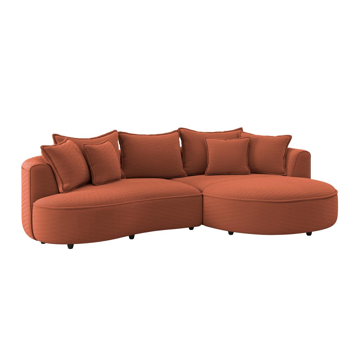 Rohová sedačka LEVI, pravá, terakota, so 7 vankúšmi - čierna/terakota, Modern, textil/plast (287/168cm)