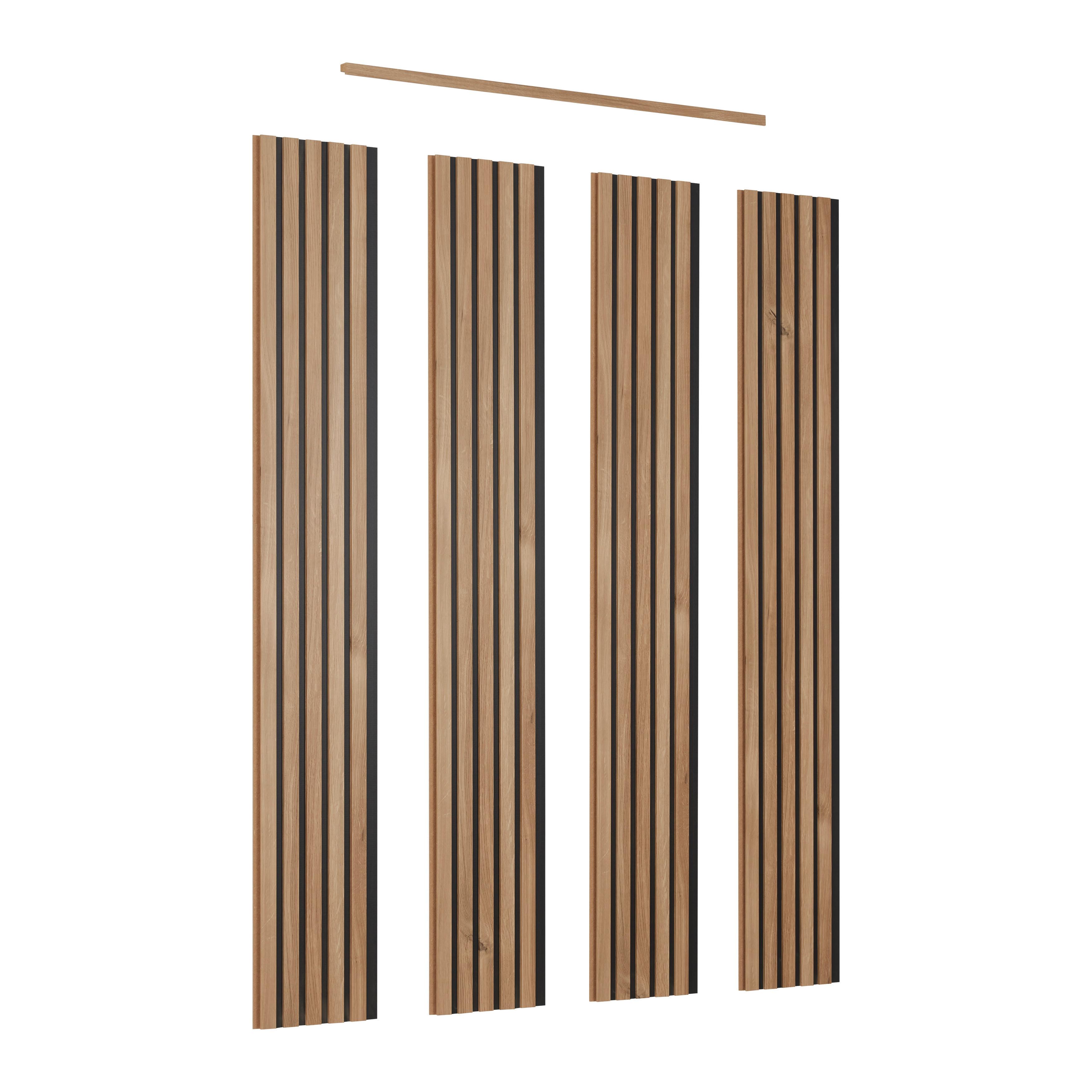 Nástěnný panel Anna vr.ukončovacej lišty, 4ks/sada - dub artisan, Moderní, kompozitní dřevo (74,4/119/1,2cm) - Based