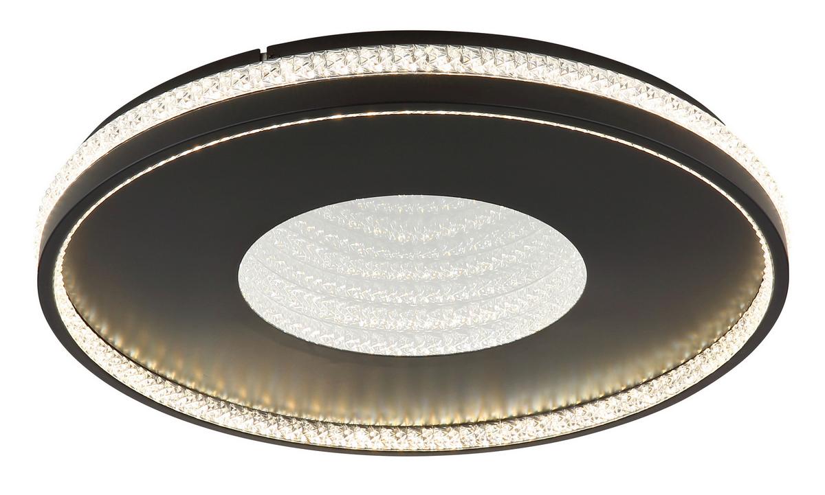 Led-deckenleuchte Waltraud Klar Schwarz D: 50 Cm - Klar/Schwarz, Trend, Kunststoff/Metall (50/6,5cm)