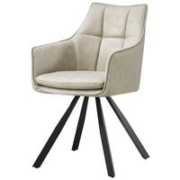 Armlehnstuhl Luna drehbar beige, B: 57cm - Beige/Schwarz, MODERN, Holz/Textil (57/90/62cm)