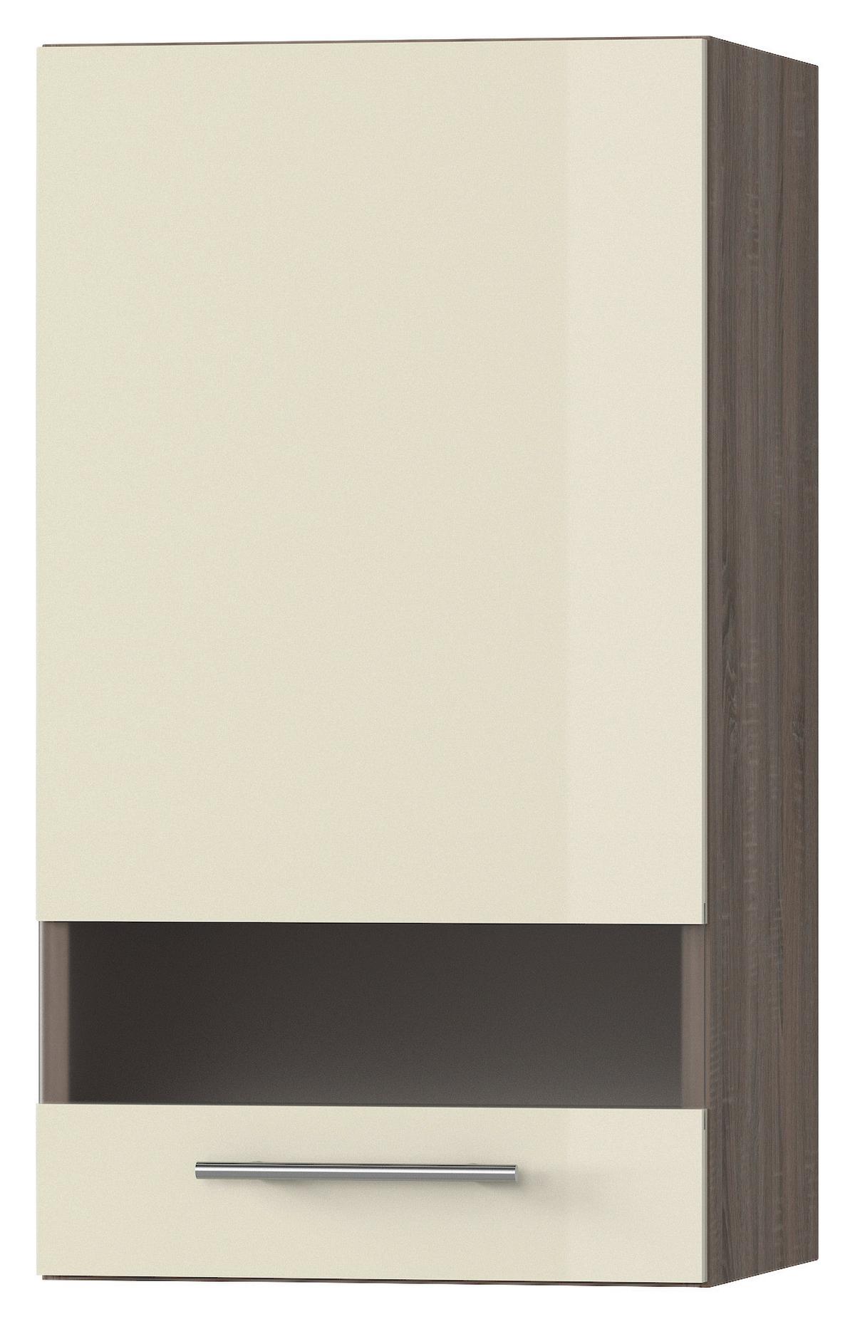 Felsőszekrény Corina 2 - bézs/tölgyfa színű, Modern, műanyag/üveg (40/72,4/34,6cm)