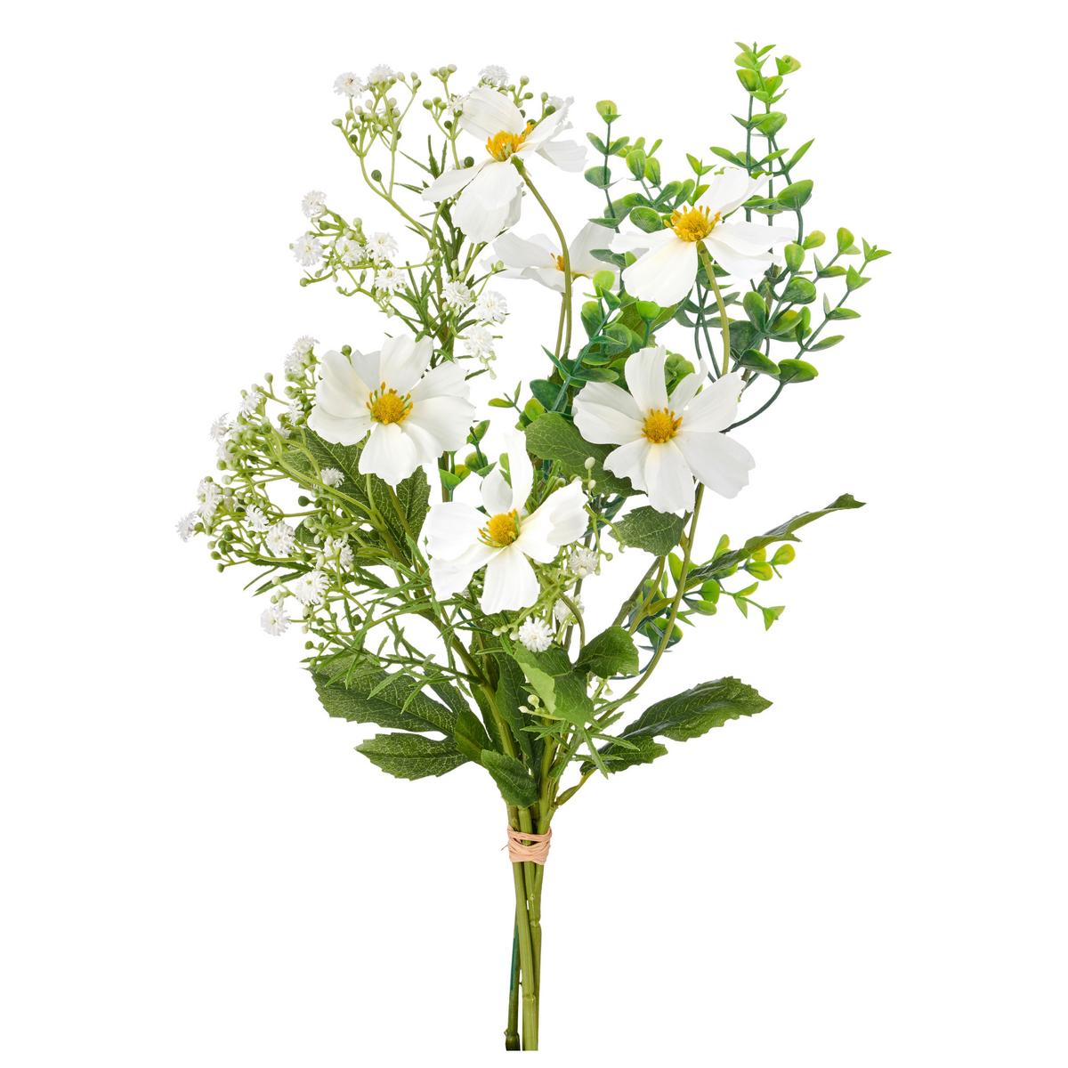 Umelý kvet krasuľka COSMEAMIXSTRAUSS II -PAZ- - biela/zelená, Basics, kov/textil (55cm) - Mömax