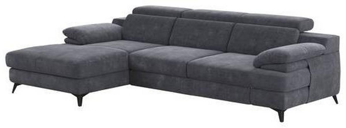 Ecksofa Titus Dunkelgrau Chenille - Dunkelgrau/Schwarz, Design, Textil (291/80-98/178cm) - Livetastic