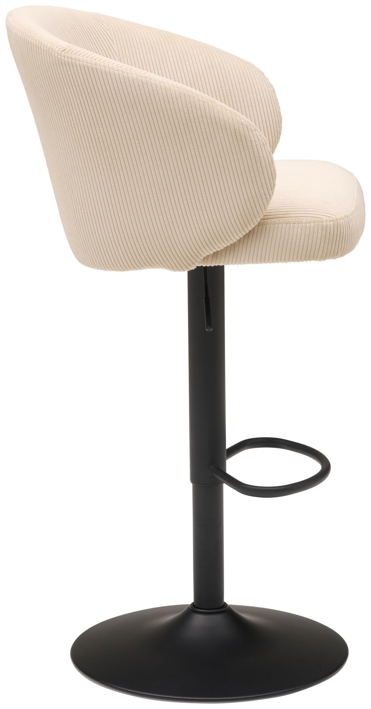Barhocker höhenverstellbar mit Lehne Wisal Cord Beige - Beige/Schwarz, KONVENTIONELL, Textil/Metall (54/91-112/52cm) - MID.YOU