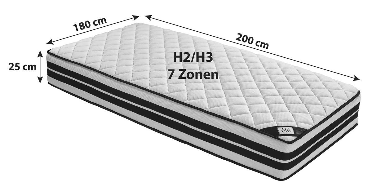 Taschenfederkernmatratze Cecile 180x200cm mittelfest - Weiß, Textil (180/200cm) - Ele