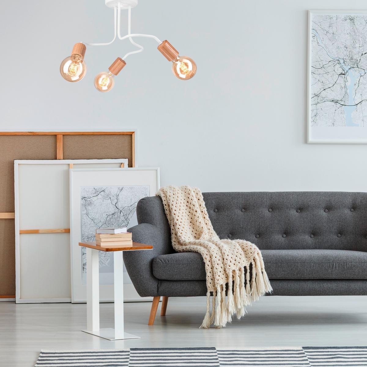 Deckenleuchte Weiß D: 40 Cm - Weiß, Basics, Holz/Metall (40/26cm)