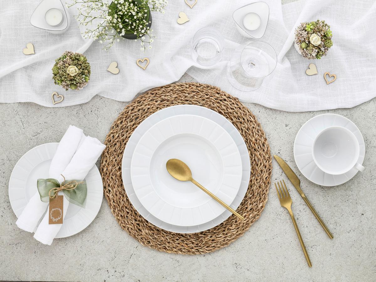 Kombiservice Porzellan 6 Personen Geschirr Set - Weiß, Basics, Keramik - Creatable