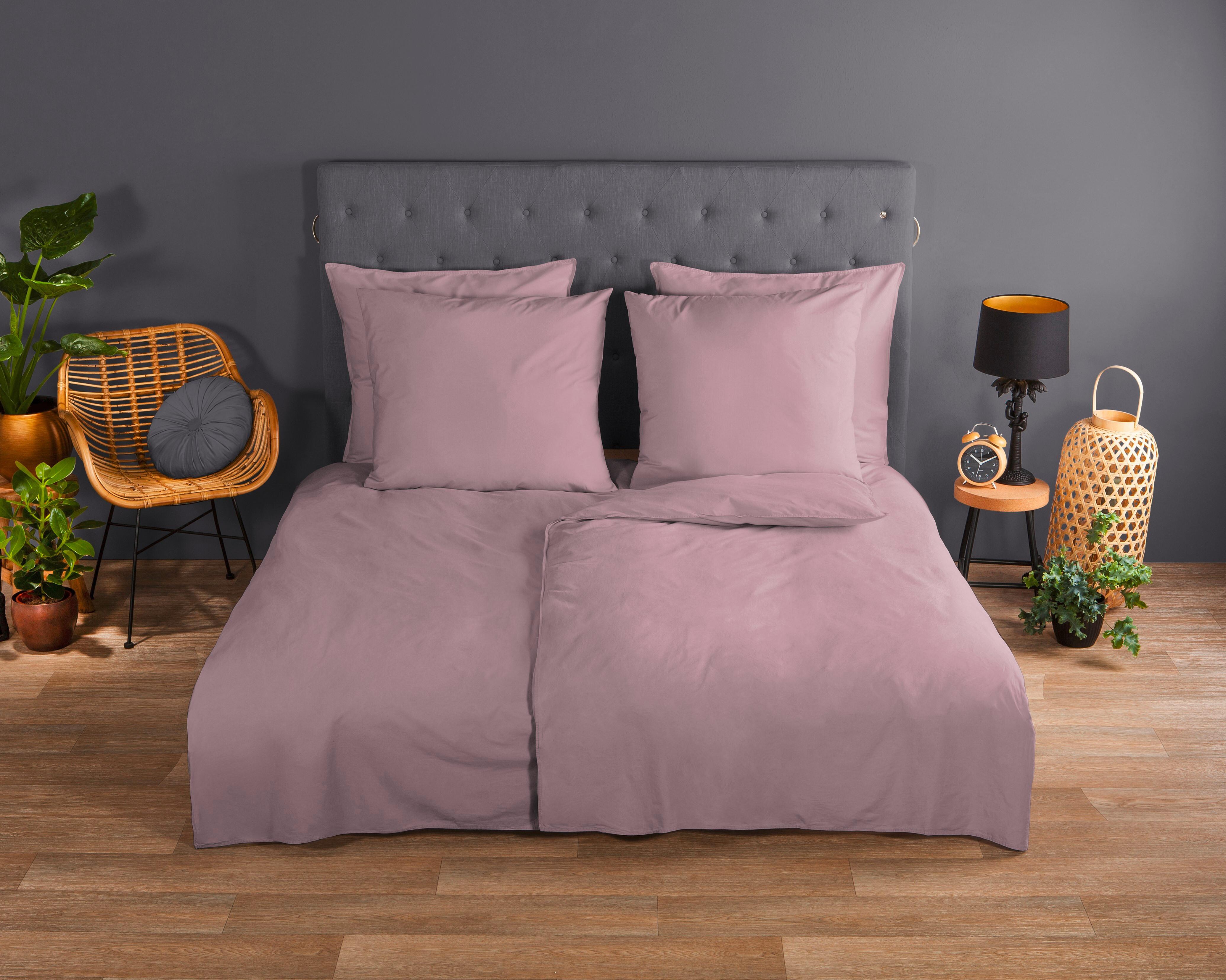 Bettwäsche Uni Rosa Rot Hellrosa 135x200 cm - Hellrosa, Basics, Textil (135/200cm)