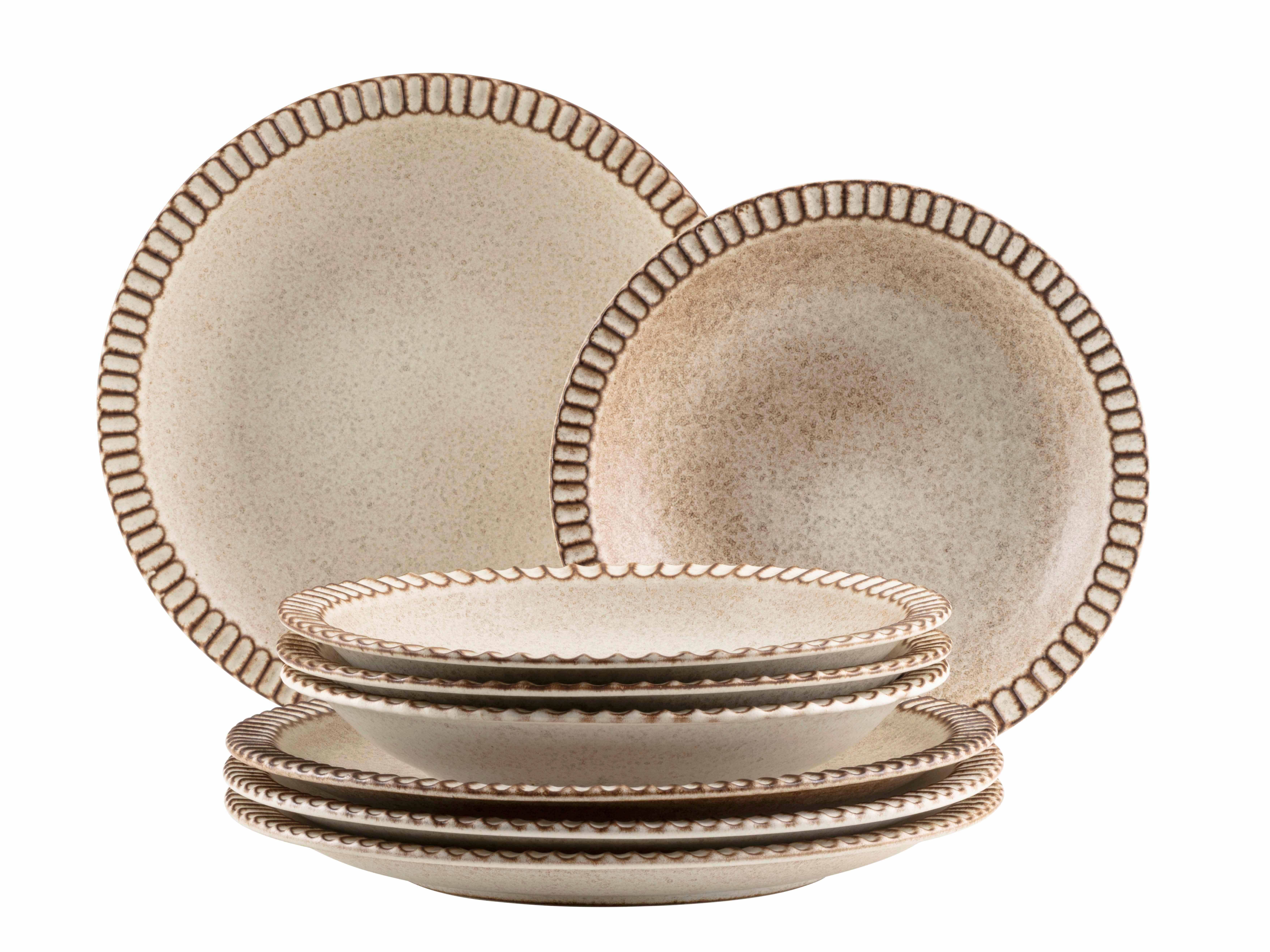 Tellerset 8-Teilig. Steinzeug, Beige - Beige, Basics, Keramik - Mäser