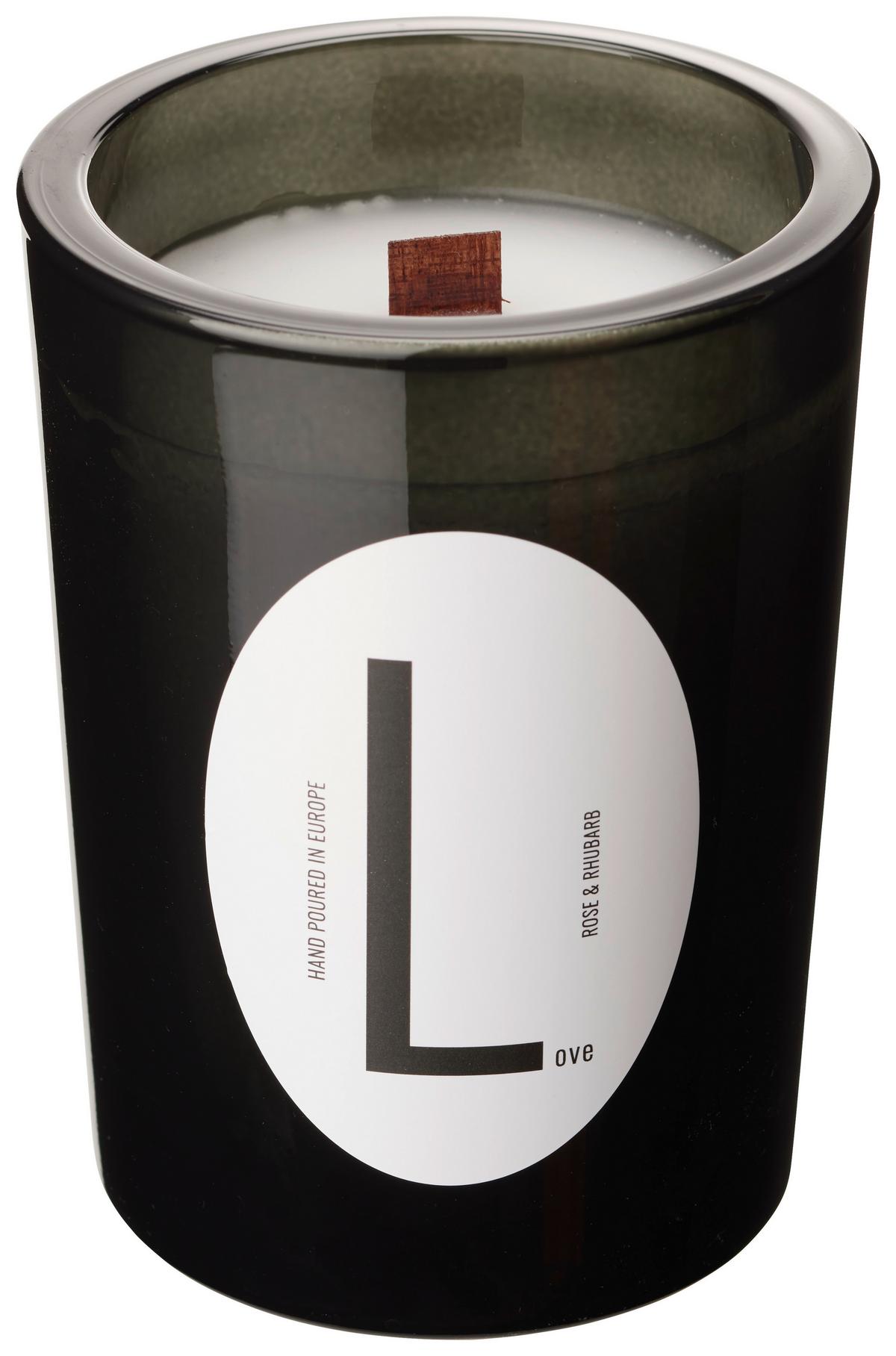 Svíčka ve skle Letter, Ø/V: 9/12 cm - šedá/bílá, parafín/sklo (9/12cm) - Modern Living