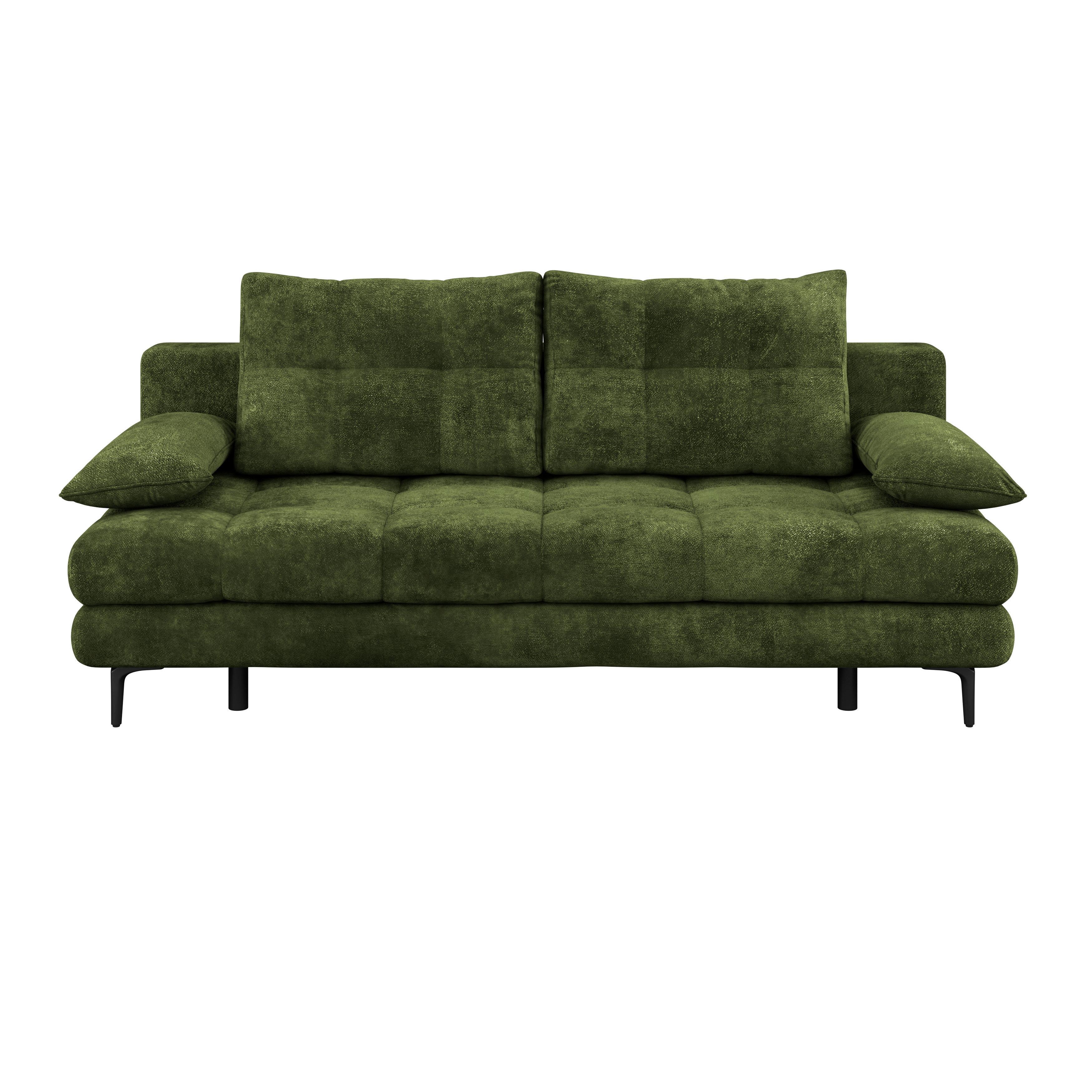 Schlafsofa Perla Olivgrün B: 203 cm - Schwarz/Olivgrün, KONVENTIONELL, Textil (203/94/96cm)