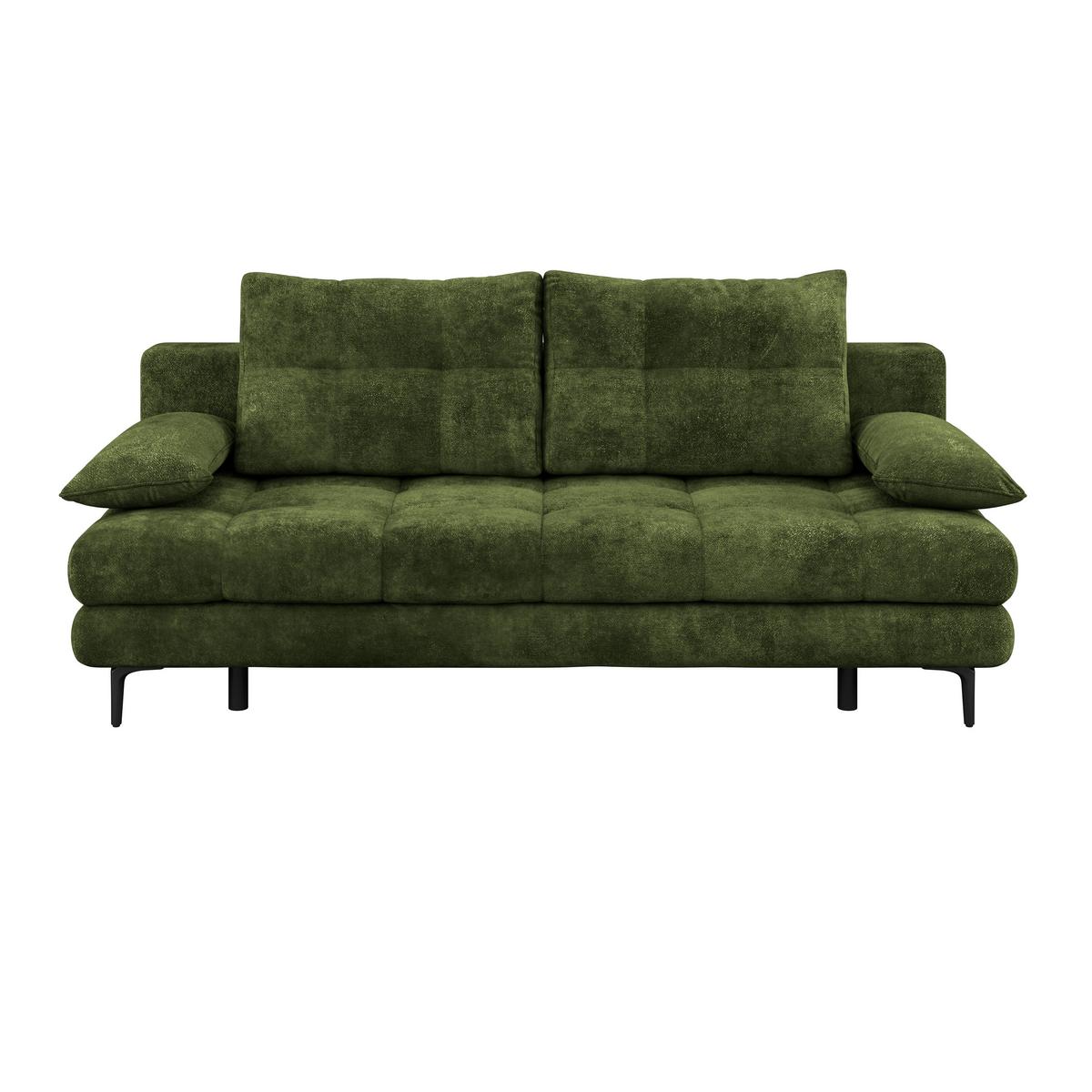 Schlafsofa Perla Olivgrün B: 203 cm - Schwarz/Olivgrün, KONVENTIONELL, Textil (203/94/96cm)