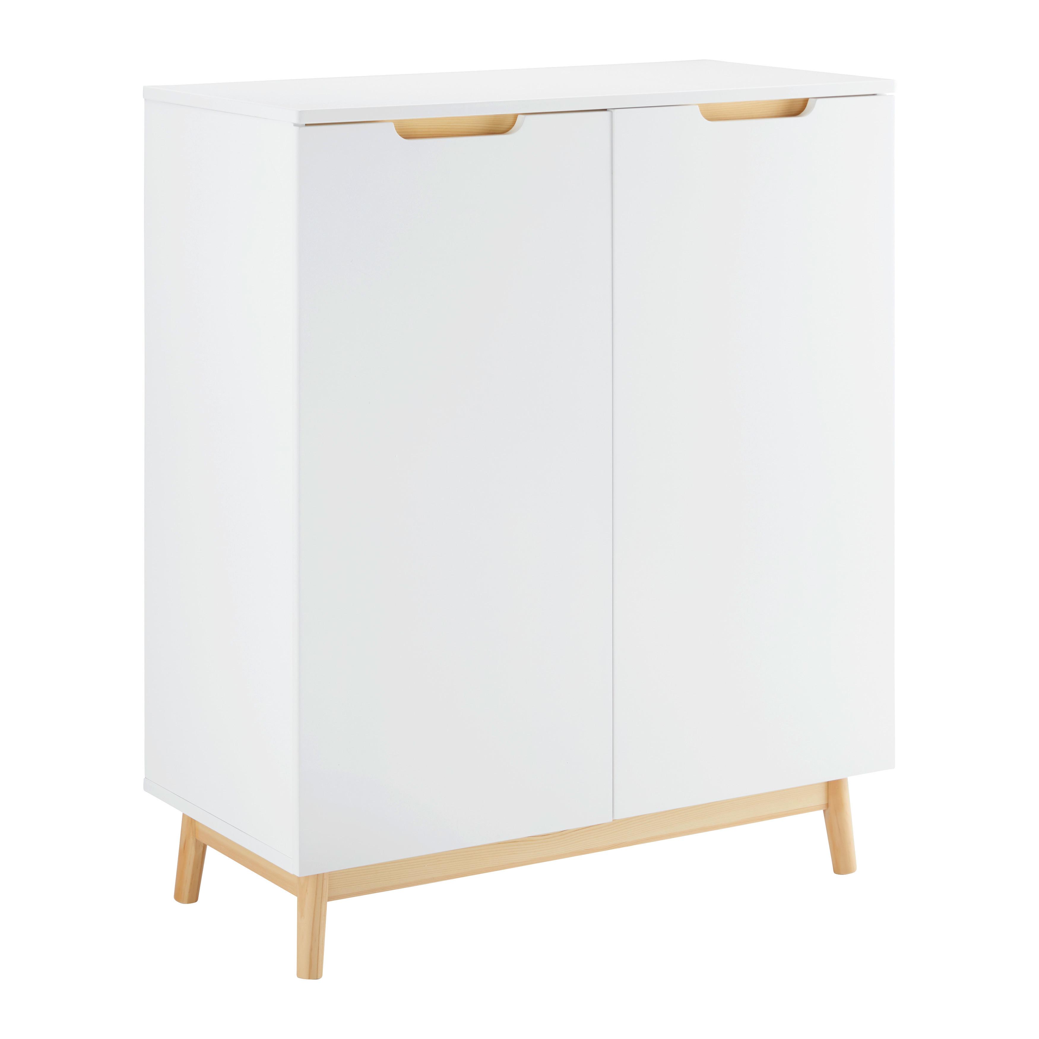 Komoda NICOLE - bílá/barvy borovice, Moderní, dřevo (80/94,5/38cm) - Modern Living