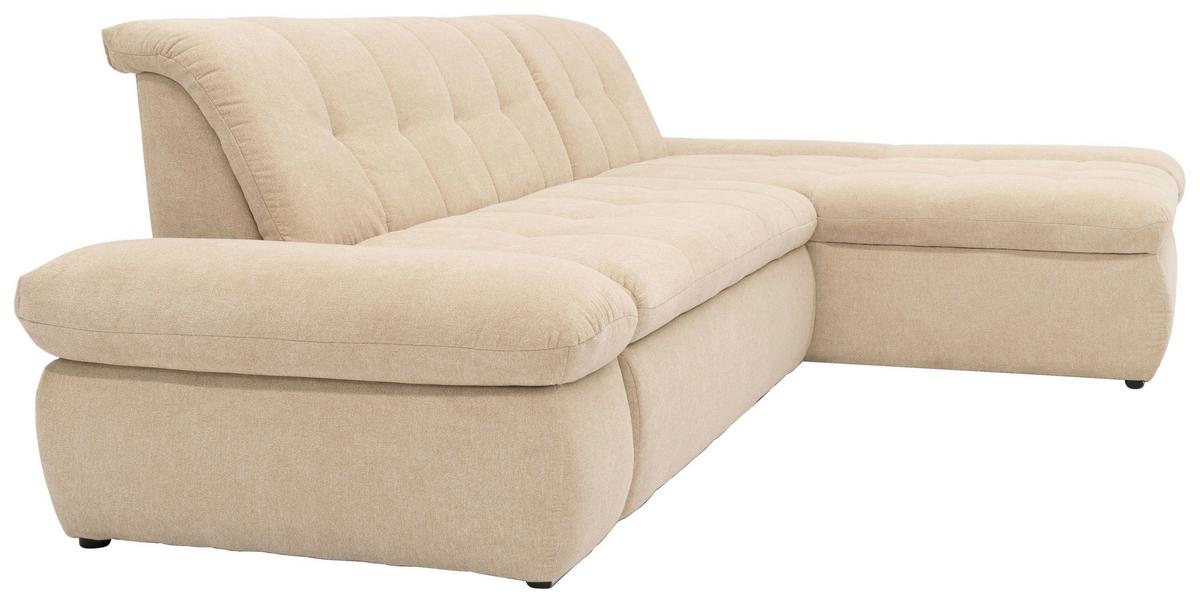 Ecksofa mit Schlaffunktion Moric Beige Mikrofaser - Chromfarben/Beige, KONVENTIONELL, Textil (300/172cm) - MID.YOU