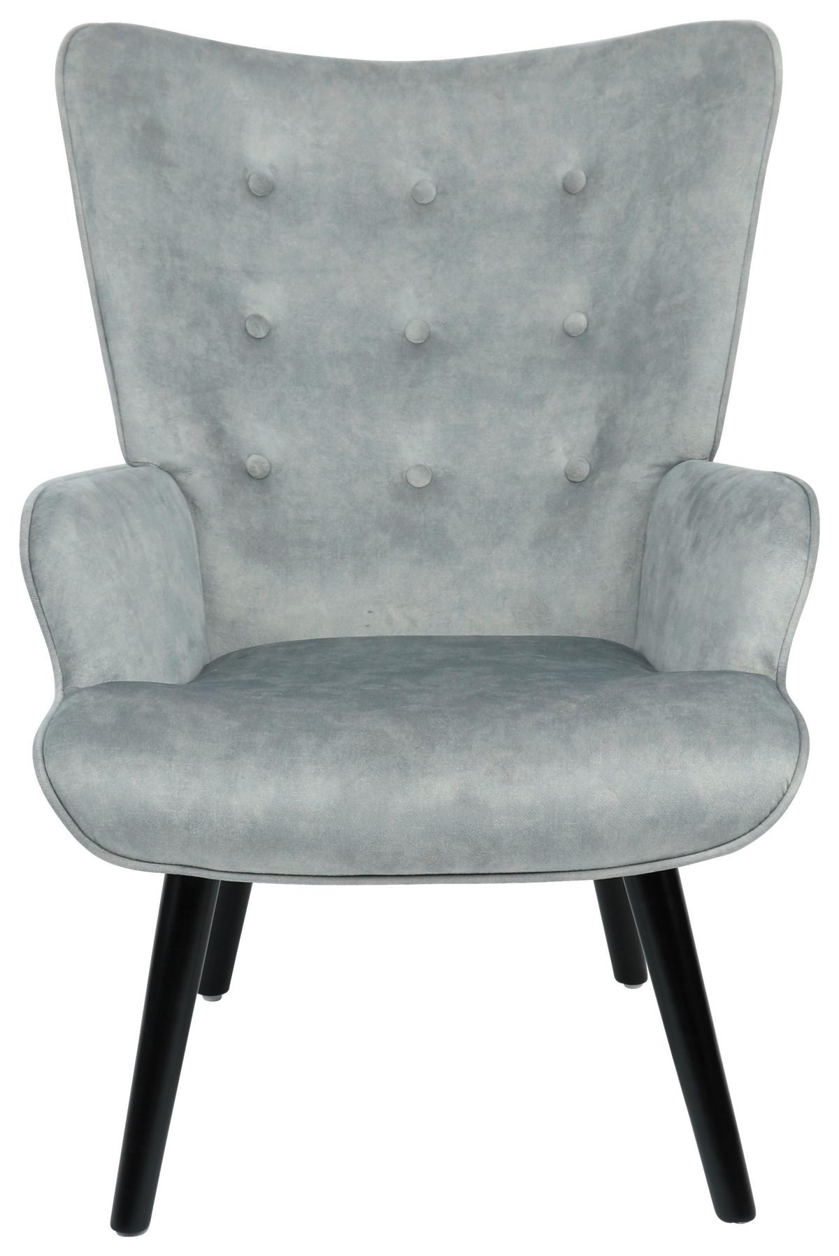 Ohrensessel Luke - Schwarz/Grau, MODERN, Holz/Textil (68/96/74cm)