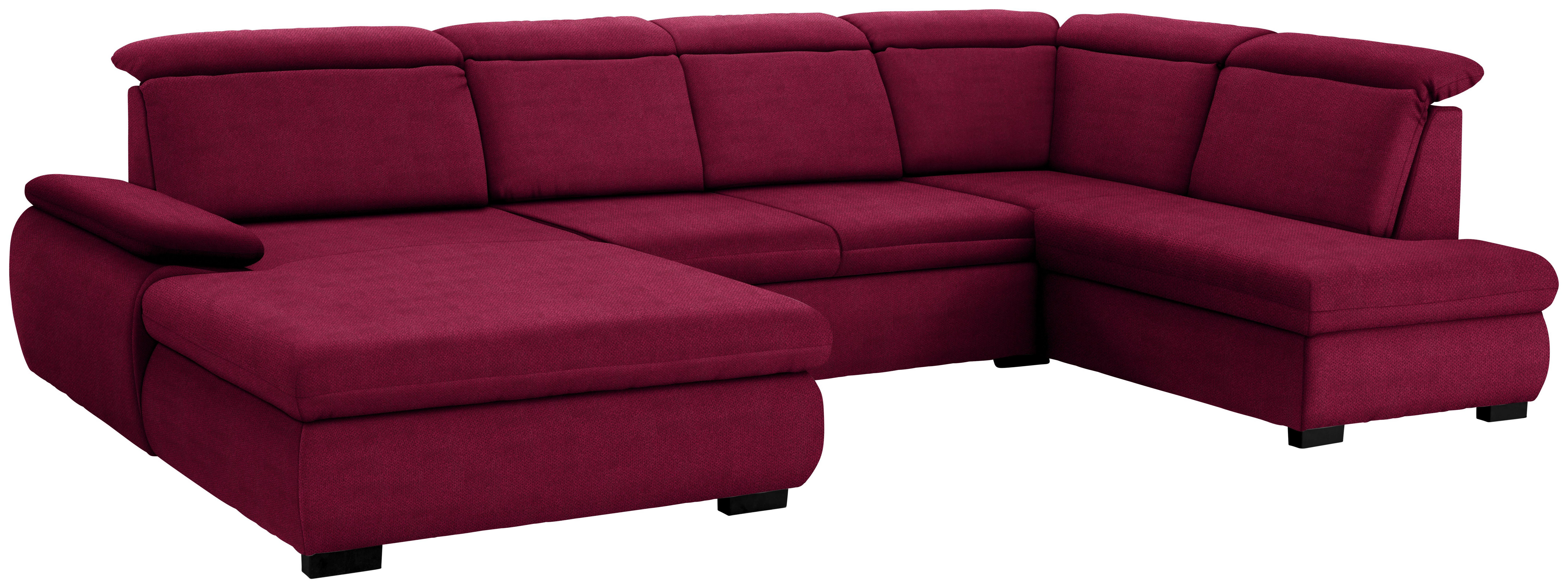 Wohnlandschaft in U-Form Metro ca. 172x335x184 cm - Rot/Schwarz, KONVENTIONELL, Holz/Textil (172/335/184cm) - Ombra