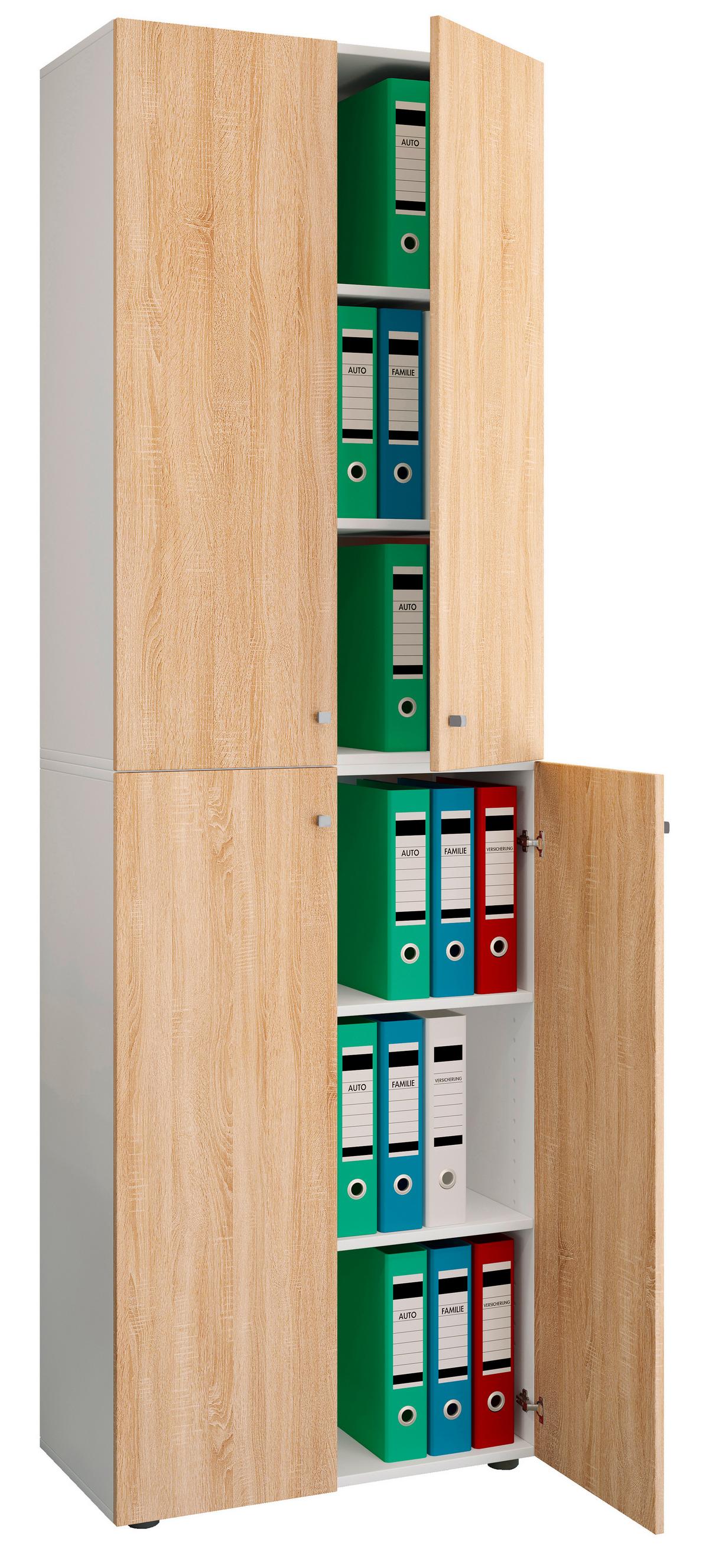 Aktenschrank Lona Weiß/Eiche Dekor B: 70cm - Weiß/Sonoma Eiche, Design, Holzwerkstoff (70/220/39cm) - MID.YOU